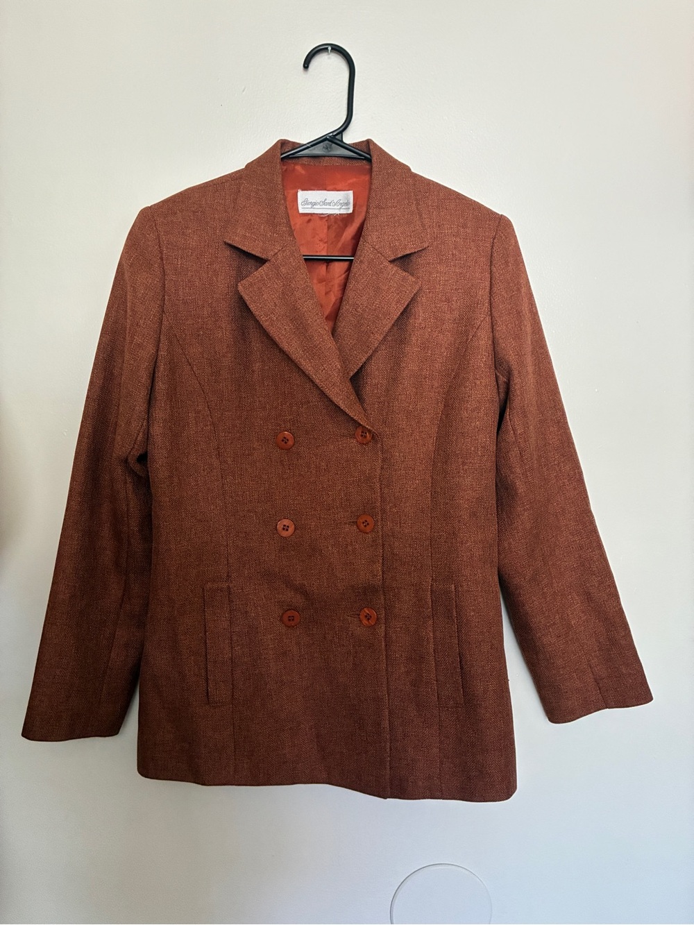 Double-Breasted Tweed Blazer in Burnt Orange